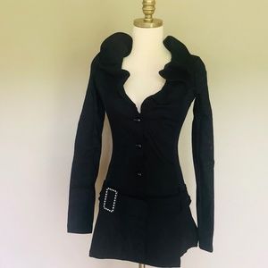 Jacket Dress Black Medium WEISSMAN COSTUMES Big V Neck Ruffle Collar